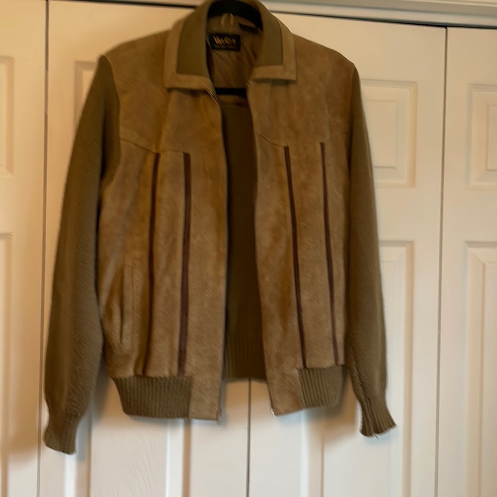 Vintage Suede Sweater Jacket. Zippered.